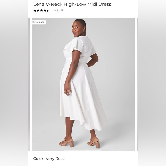 Lena V-Neck High-Low Midi Dress - Picture 3 of 4